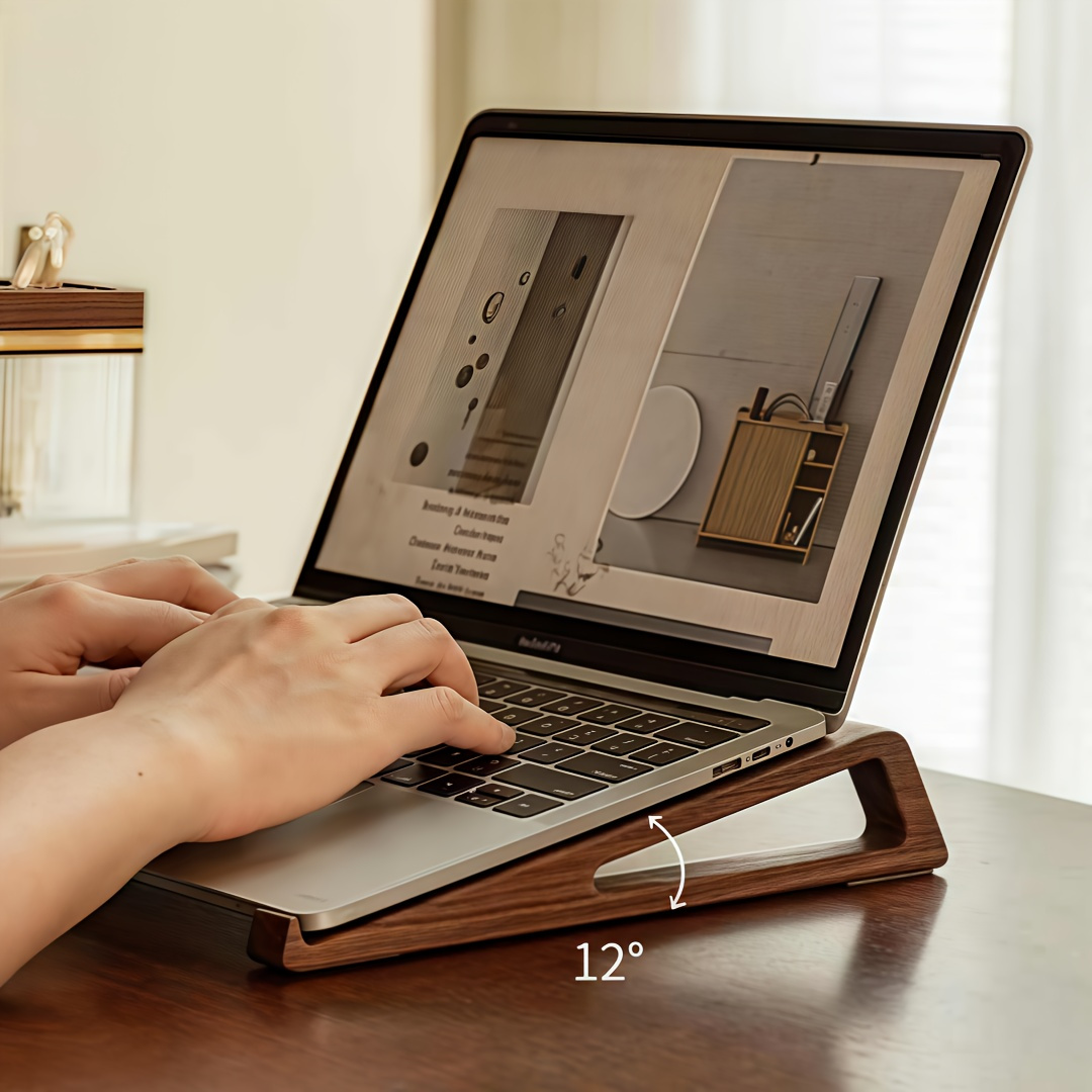Laptop Accessories Design - Suporte portátil dobrável de madeira para
